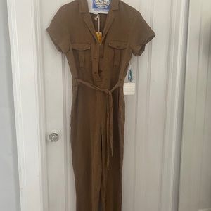 Vintage looking linen brown flight suit
